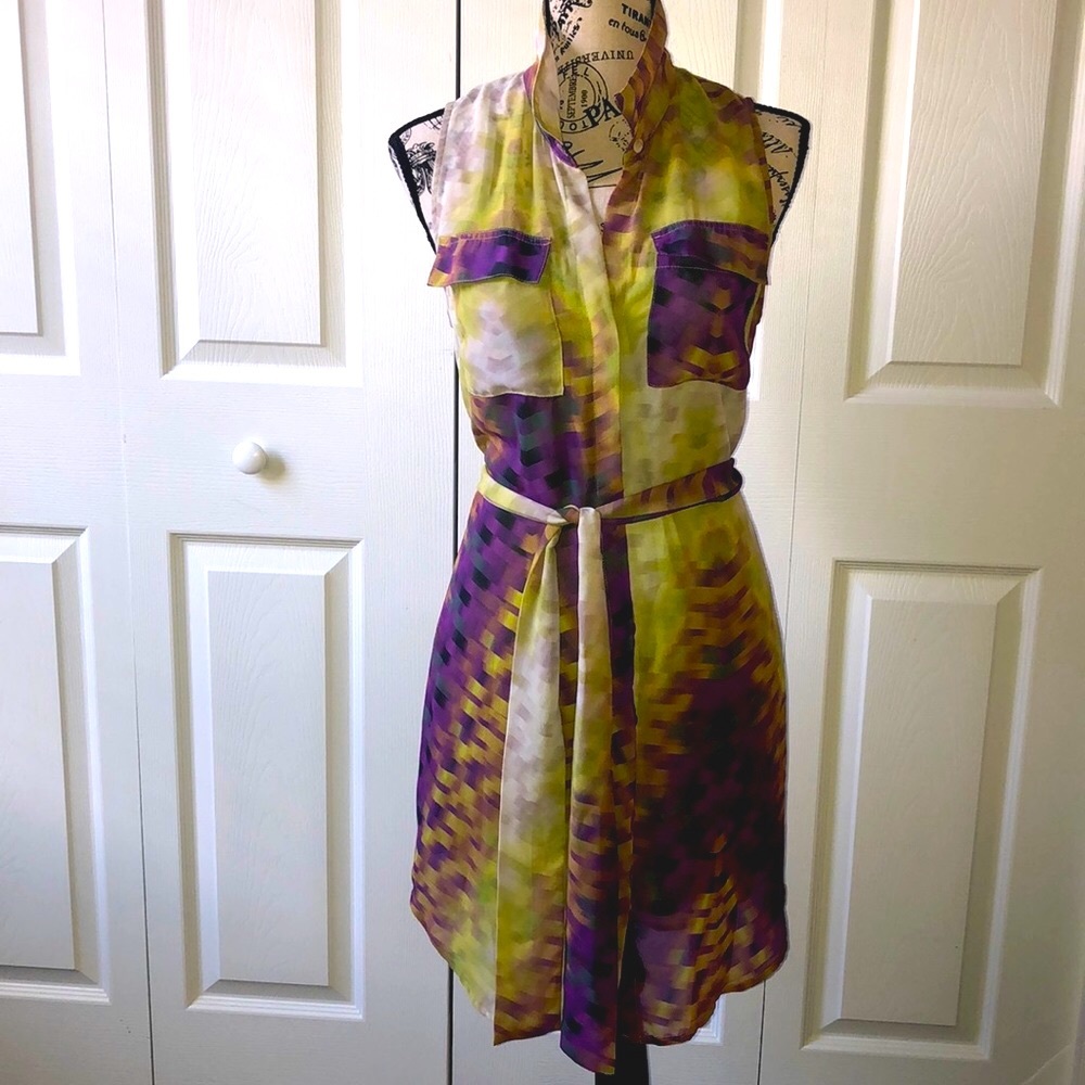 Charlie Jade purple/green sleeveless sheath dress